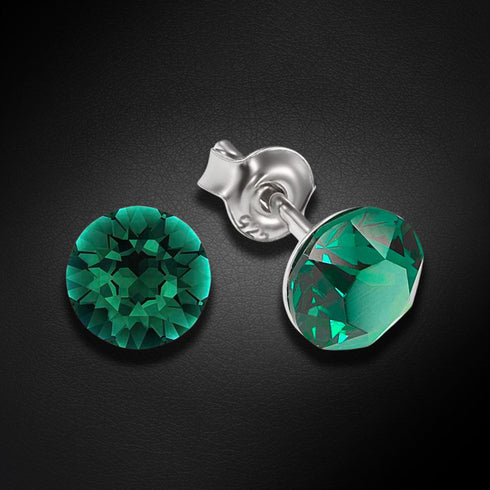 Sudraba auskari "Klasika (Emerald)" ar Swarovski™ kristāliem